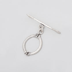 19x14mm Matte Antiqued Silver Oval Toggle with Art Deco Design 1 piece (ONLINE ORDER ONLY)