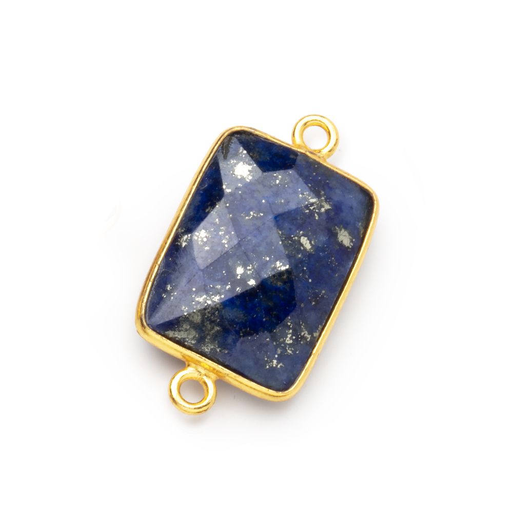 19x14mm Vermeil Bezel Lapis Lazuli Faceted Rectangle Connector 1 piece