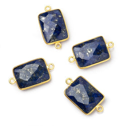 19x14mm Vermeil Bezel Lapis Lazuli Faceted Rectangle Connector 1 piece