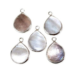 19x16mm Mother of Pearl Heart Silver Bezel Pendant 1 piece (ONLINE ORDER ONLY)