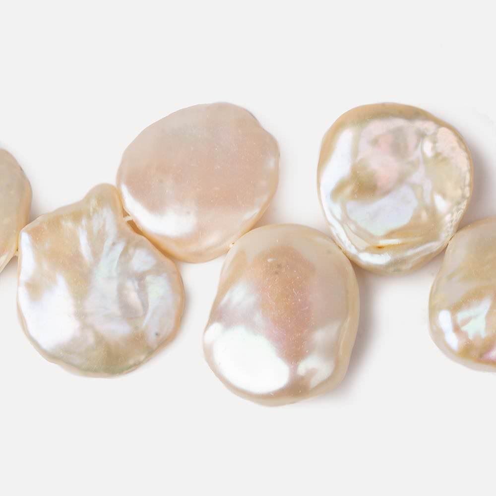 19x18-23x20mm Salmon Peach top drilled Ultra Keshi Freshwater Pearls AAA 16 inch 32 pcs (ONLINE ORDER ONLY)