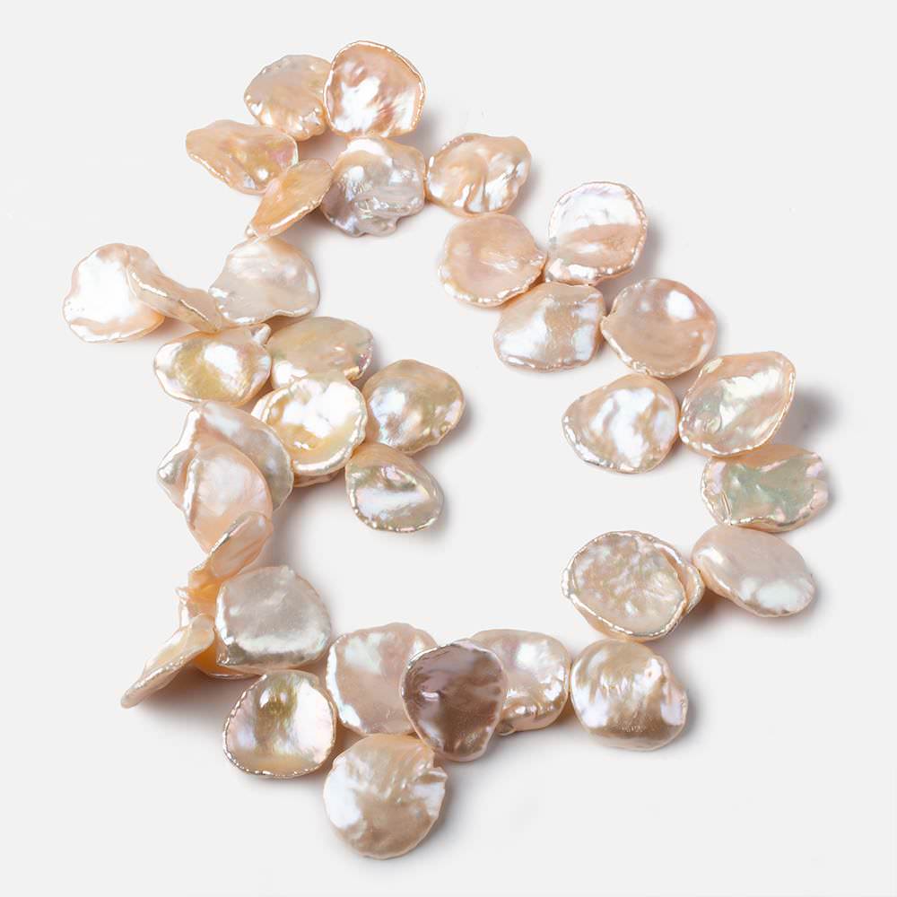 19x18-23x20mm Salmon Peach top drilled Ultra Keshi Freshwater Pearls AAA 16 inch 32 pcs (ONLINE ORDER ONLY)