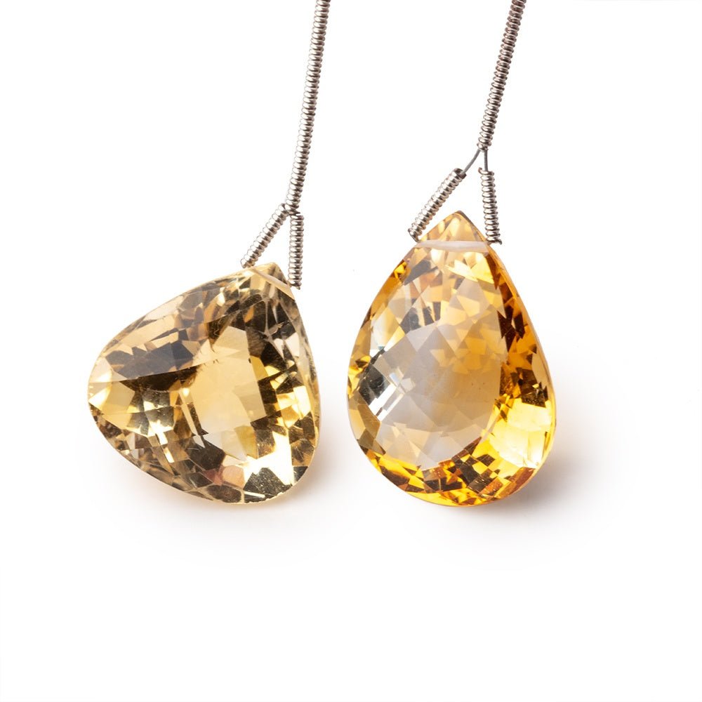 19x19-24x17mm Citrine Faceted Heart & Pear Focal Set of 2 Beads (ONLINE ORDER ONLY)