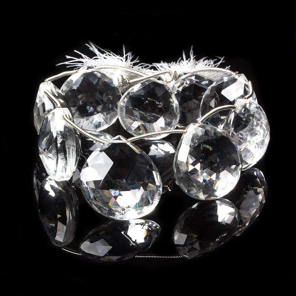 18x18-23x23mm Crystal Quartz faceted heart beads 7 inch 9 pieces (ONLINE ORDER ONLY)