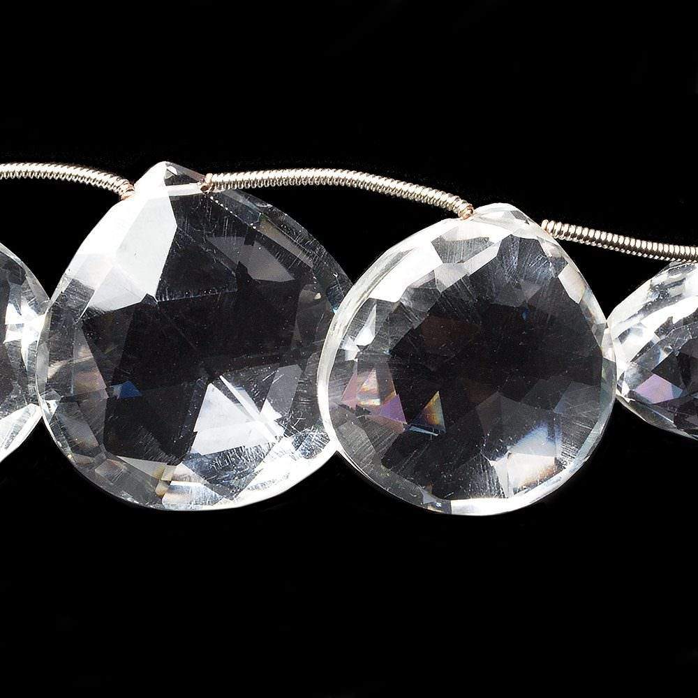 18x18-23x23mm Crystal Quartz faceted heart beads 7 inch 9 pieces (ONLINE ORDER ONLY)