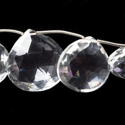 18x18-23x23mm Crystal Quartz faceted heart beads 7 inch 9 pieces (ONLINE ORDER ONLY)