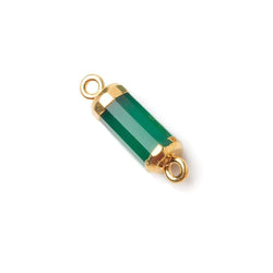 19x5mm Gold Leafed Green Onyx faceted barrel tube Connector 1 piece (ONLINE ORDER ONLY)