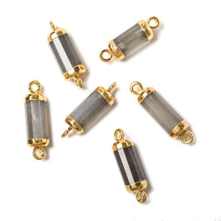 19x6mm Gold Leafed Platinum Moonstone faceted barrel tube Connector 1 piece (ONLINE ORDER ONLY)