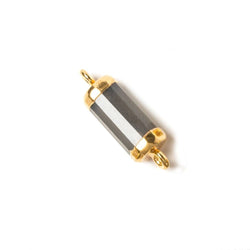 19x6mm Gold Leafed Platinum Moonstone faceted barrel tube Connector 1 piece (ONLINE ORDER ONLY)