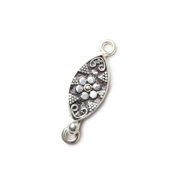 19x9mm Sterling Silver plated Box Clasp Marquise Flower Design 1 piece (ONLINE ORDER ONLY)