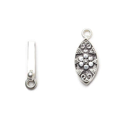 19x9mm Sterling Silver plated Box Clasp Marquise Flower Design 1 piece (ONLINE ORDER ONLY)