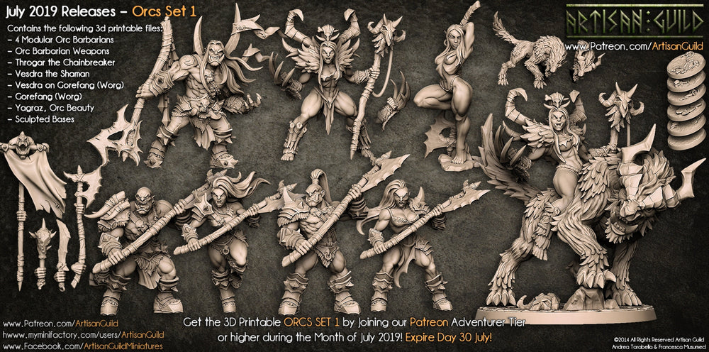 3D Printed Artisan Guild Yagraz - Orc Beauty Orc Barbarians Set 28mm 32mm (Online Only)