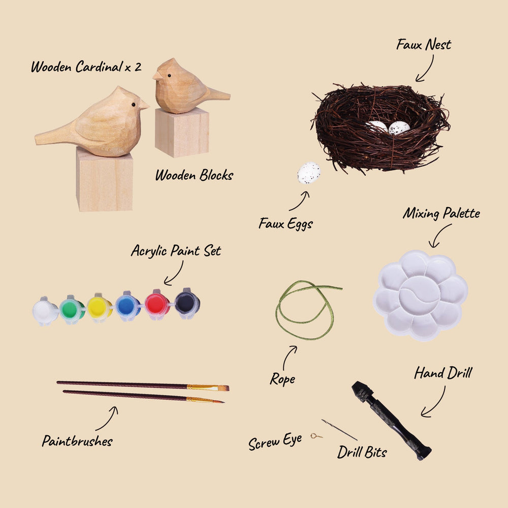 Hand-Carved Cardinal Bird DIY Painting Kit – Nature-Inspired Decor & Gifts (ONLINE ORDER ONLY)