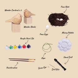 Hand-Carved Cardinal Bird DIY Painting Kit – Nature-Inspired Decor & Gifts (ONLINE ORDER ONLY)
