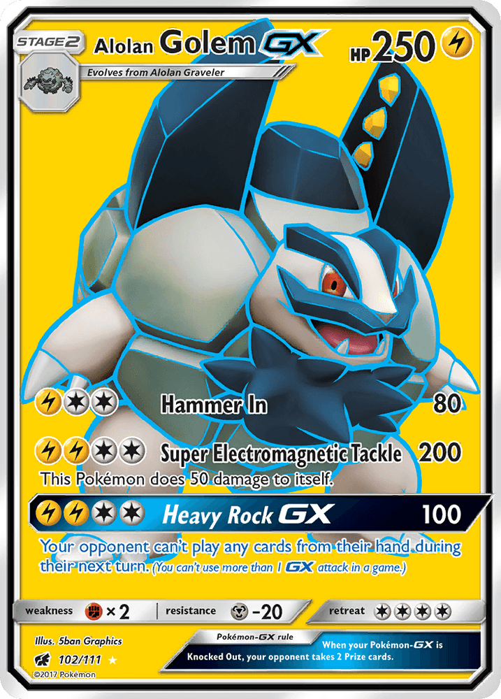 Alolan Golem GX (102/111) [Sun & Moon: Crimson Invasion] (Online Only)