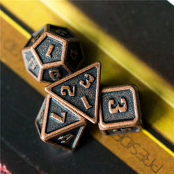 Copper Mini Metal Dice Ancient Effect | (10mm to 15mm) 7-Dice Udixi RPG (Online Only)