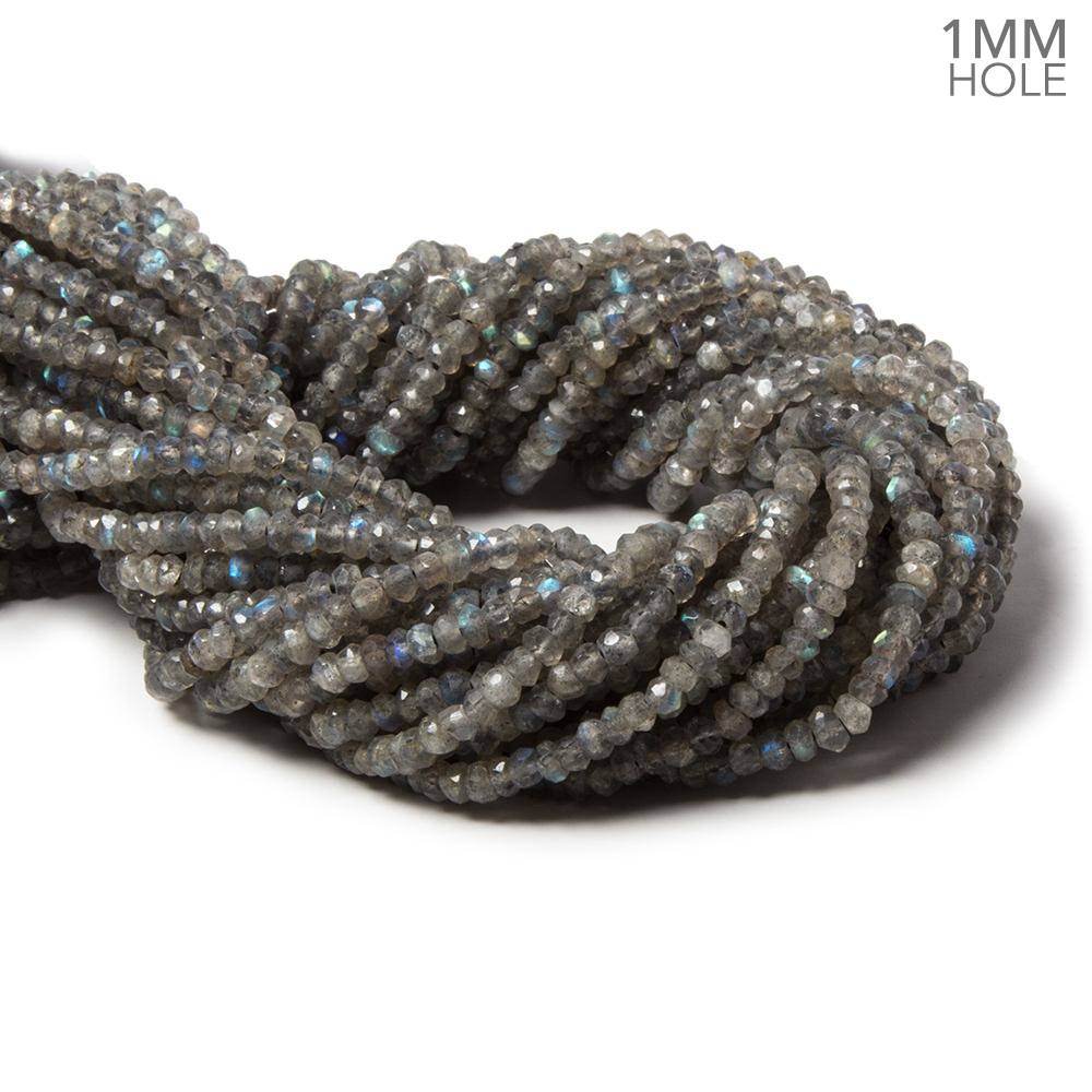 1mm hole Labradorite Faceted Rondelles 3.5-4mm dia. 13.5 inch 127 beads (ONLINE ORDER ONLY)