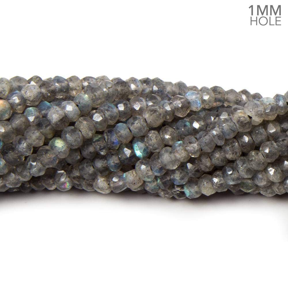 1mm hole Labradorite Faceted Rondelles 3.5-4mm dia. 13.5 inch 127 beads (ONLINE ORDER ONLY)