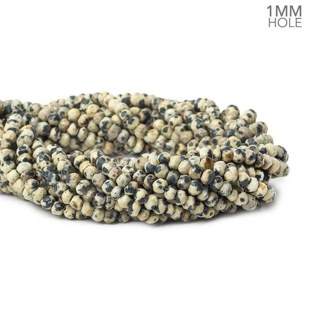 3.5-4mm Dalmatian Jasper Faceted Rondelles 13.5 inch 125 Beads 1mm Large Hole (ONLINE ORDER ONLY)