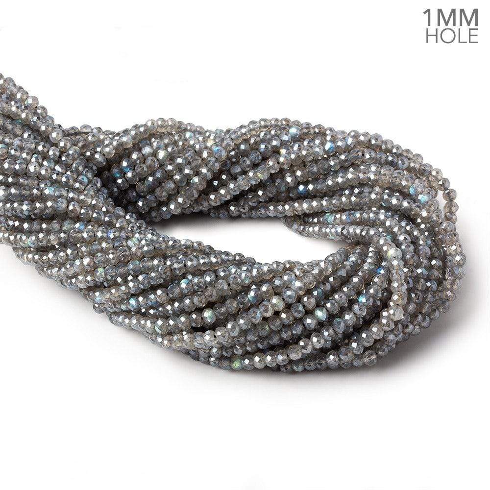 1mm hole Metallic Labradorite Micro Faceted Rondelles 3.5mm dia. 115 beads AAA (ONLINE ORDER ONLY)