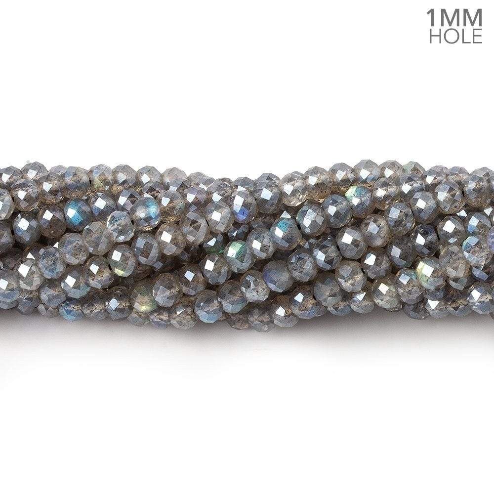 1mm hole Metallic Labradorite Micro Faceted Rondelles 3.5mm dia. 115 beads AAA (ONLINE ORDER ONLY)