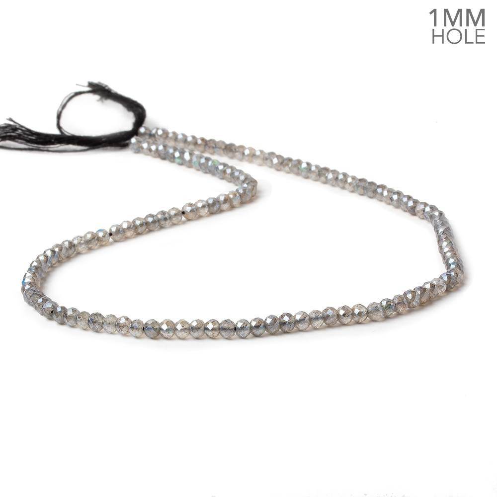 1mm hole Metallic Labradorite Micro Faceted Rondelles 3.5mm dia. 115 beads AAA (ONLINE ORDER ONLY)