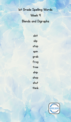 1st Grade Spelling Lists - Printable - 26 weeks (ONLINE ORDER ONLY)