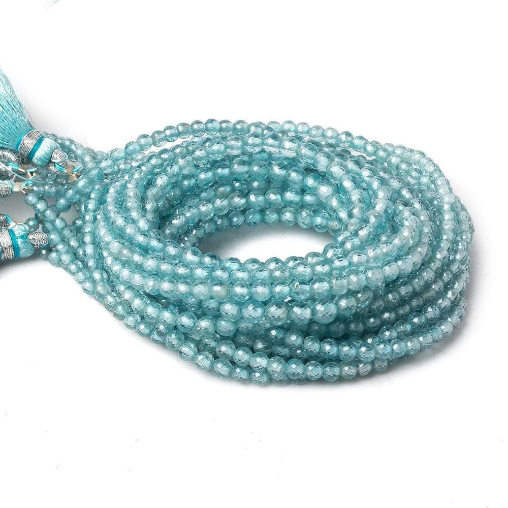 2.5-4mm Blue Zircon micro faceted round 16 inch 146 beads AA (ONLINE ORDER ONLY)