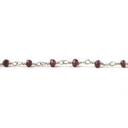 2-3mm Rhodolite Garnet Silver plated Wire Wrapped Chain by the foot (ONLINE ORDER ONLY)