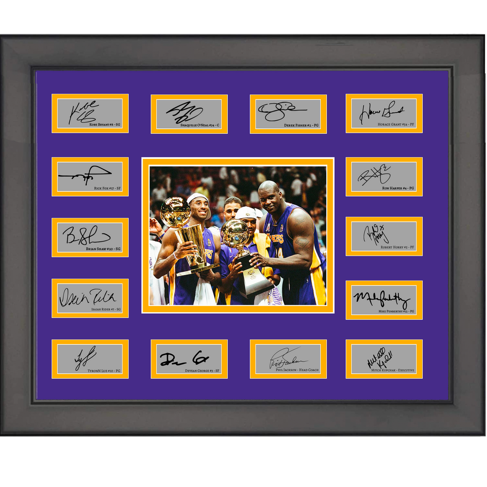 Framed 2000 Los Angeles Lakers NBA Champions Team Facsimile Laser Engraved Signature Auto Collage 20x25 Basketball Photo (ONLINE ORDER ONLY)