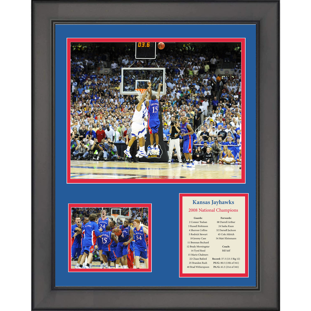 Framed Kansas Jayhawks 2008 National Champions Mario Chalmers MVP NCAA Basketball 11"x14" Three Photo Collage (ONLINE ORDER ONLY)