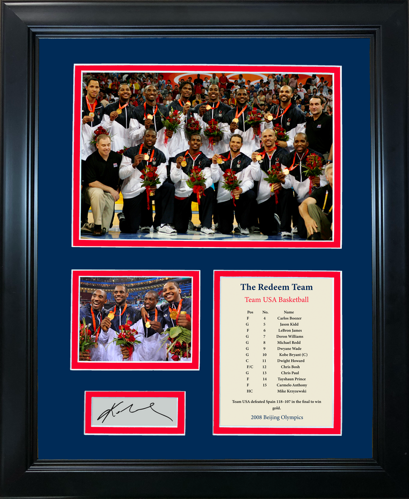 Framed 2008 Redeem Team USA Beijing Olympics Facsimile Laser Engraved Signature Auto Basketball 11"x14"Photo Sig Collage (ONLINE ORDER ONLY)