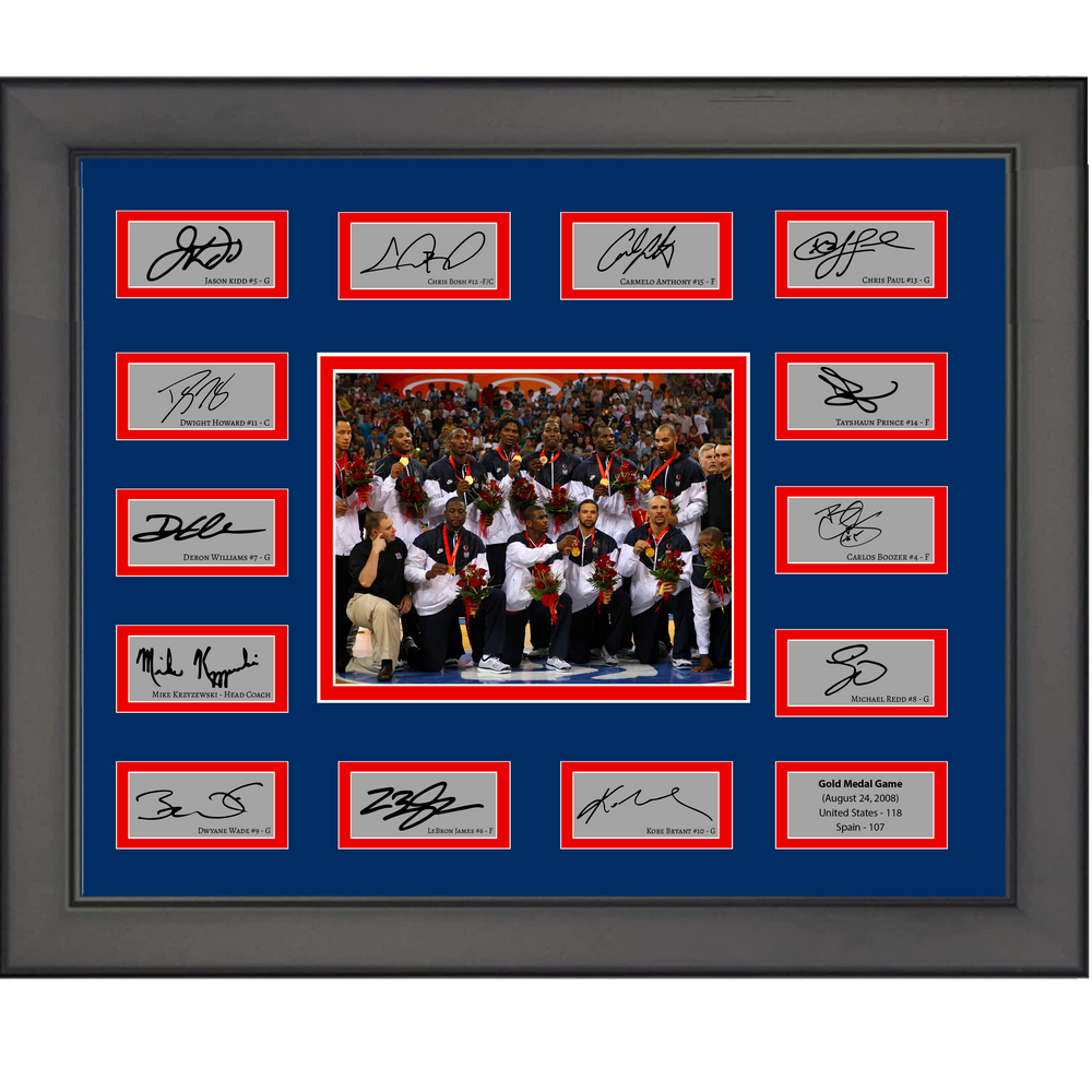Framed 2008 USA Redeem Team Olympics Facsimile Laser Engraved Signature Auto Collage 20x25 Basketball Photo (ONLINE ORDER ONLY)