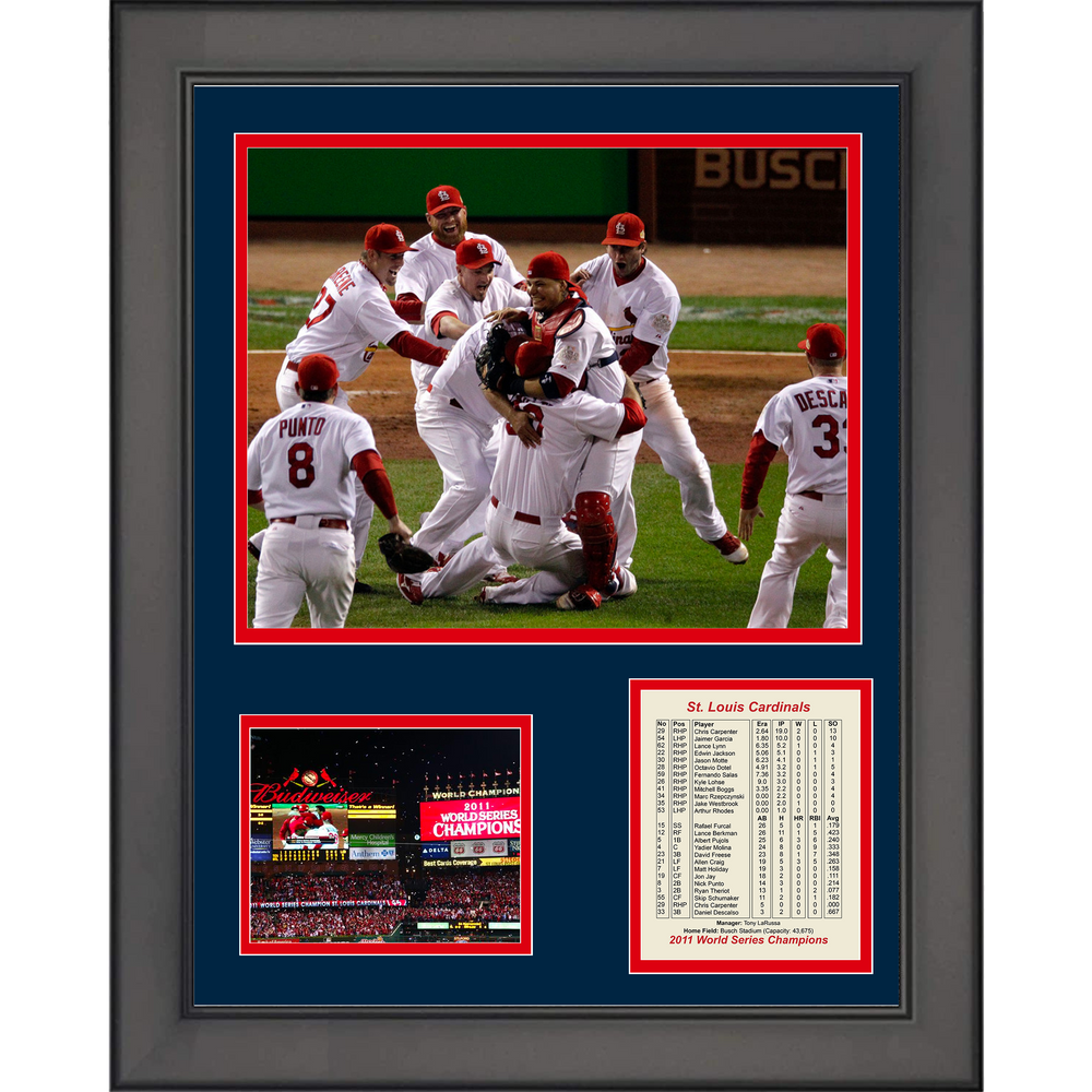 Framed St. Louis Cardinals 2011 World Series Champions 11"x14"Baseball Three Photo Collage (ONLINE ORDER ONLY)