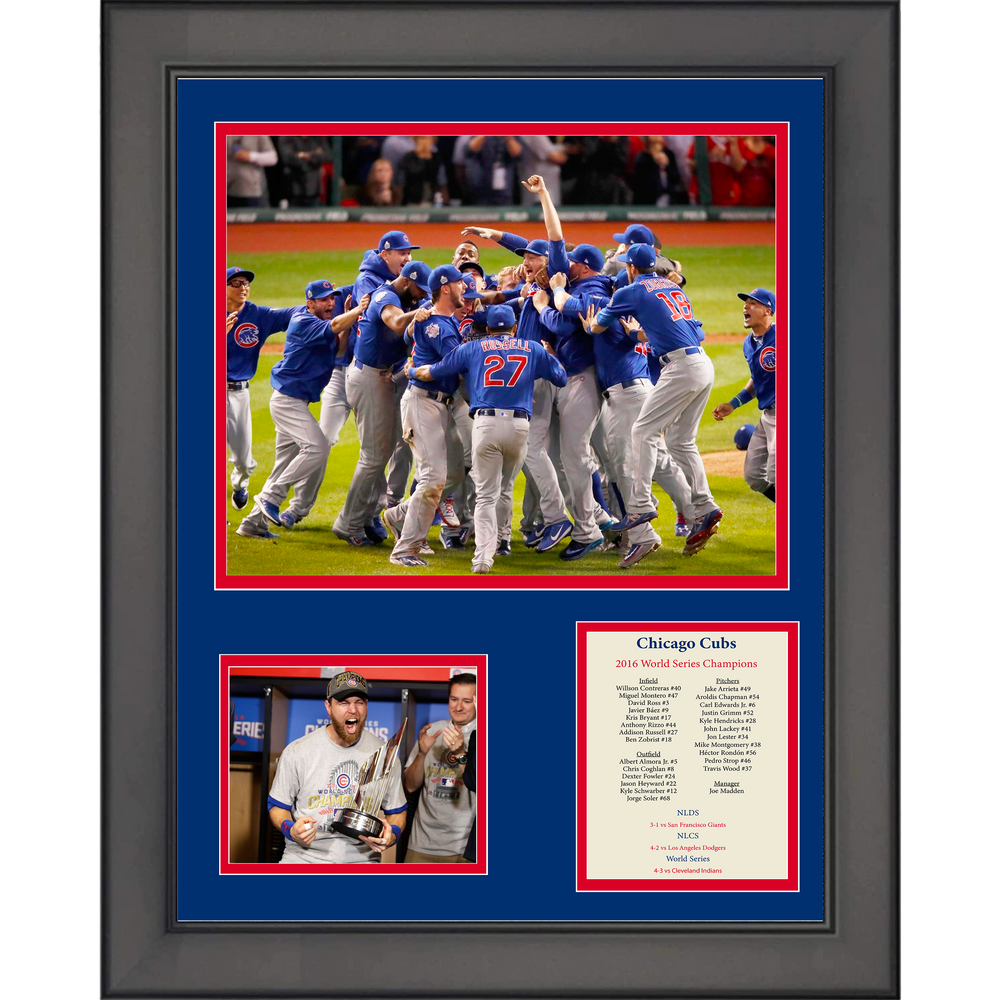 Framed Chicago Cubs 2016 World Series Champions Ben Zobrist MVP 11"x14" Baseball Three Photo Collage (ONLINE ORDER ONLY)