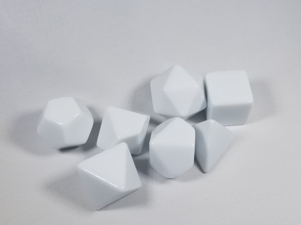 White Blank 7-Dice Set d4, d6, d8, d10, d12, d20 for Customization Ready DIY Bescon (Online Only)