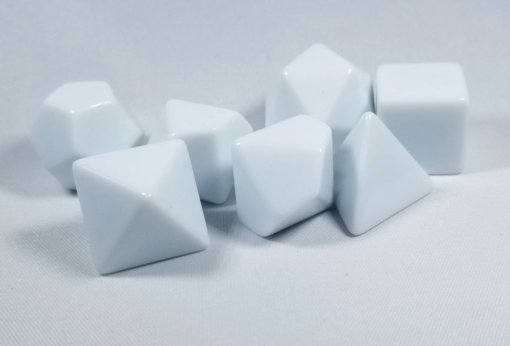 White Blank 7-Dice Set d4, d6, d8, d10, d12, d20 for Customization Ready DIY Bescon (Online Only)