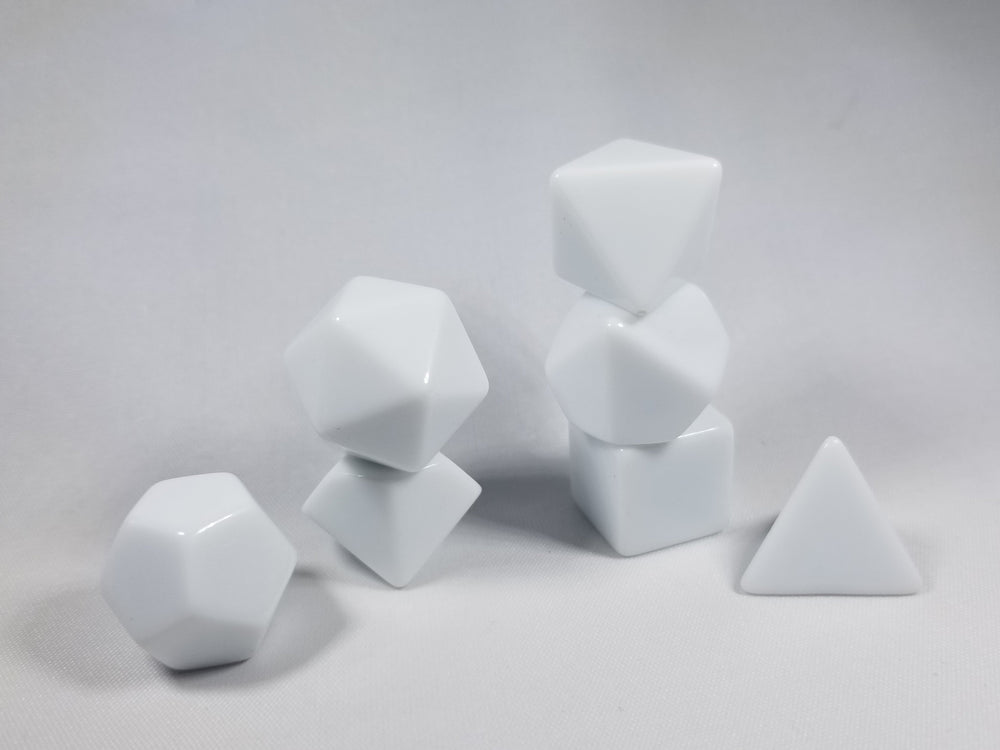 White Blank 7-Dice Set d4, d6, d8, d10, d12, d20 for Customization Ready DIY Bescon (Online Only)