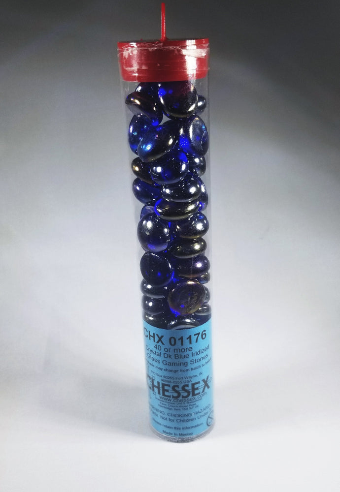 40+ Crystal Dk Blue Iridized Glass Gaming Stones Counters by Chessex (Online Only)