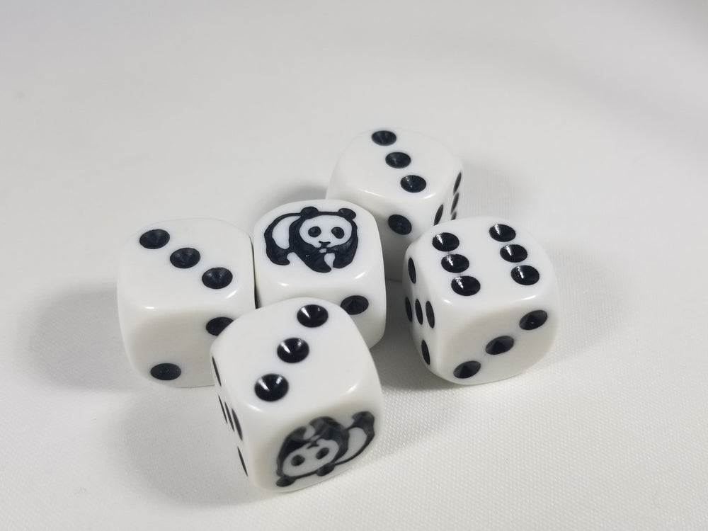 Panda Dice Six Sided D6 16mm White with Black Pips (Online Only)