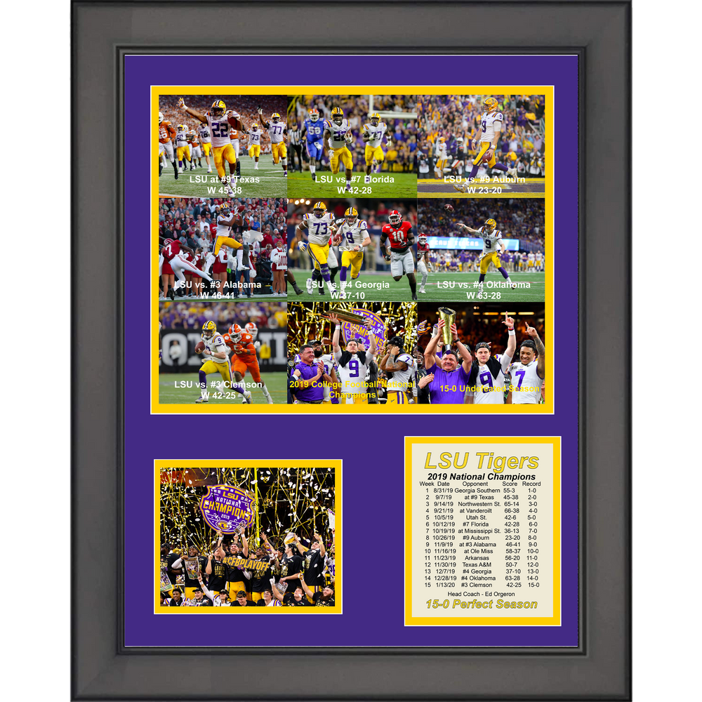 Framed 2019 LSU Tigers National Champions 11"x14"College Football Three Photo Collage (ONLINE ORDER ONLY)