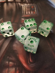 BrycesDice 16mm Glitter d6 (Green) Square Edge [per die] (Online Only)