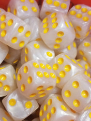 Pearl/Swirl Pipped d6 Dice Orange/Pink/Maroon/Electric Yellow/Brown/Blue/Green/Cranberry 16mm (SOLD BY PIECE) (Online Only)