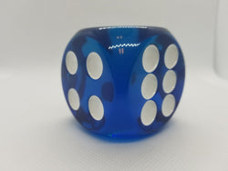 Clear Blue 50mm d6 with White Pips Jumbo Pipped Dice (Online Only)