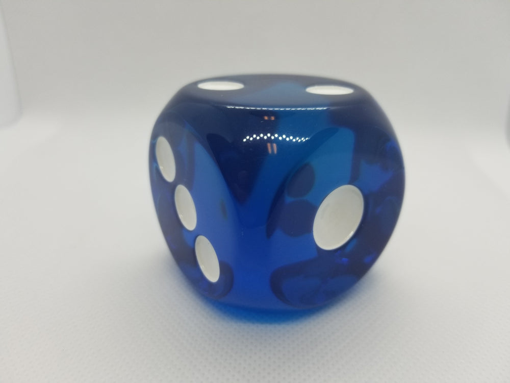Clear Blue 50mm d6 with White Pips Jumbo Pipped Dice (Online Only)