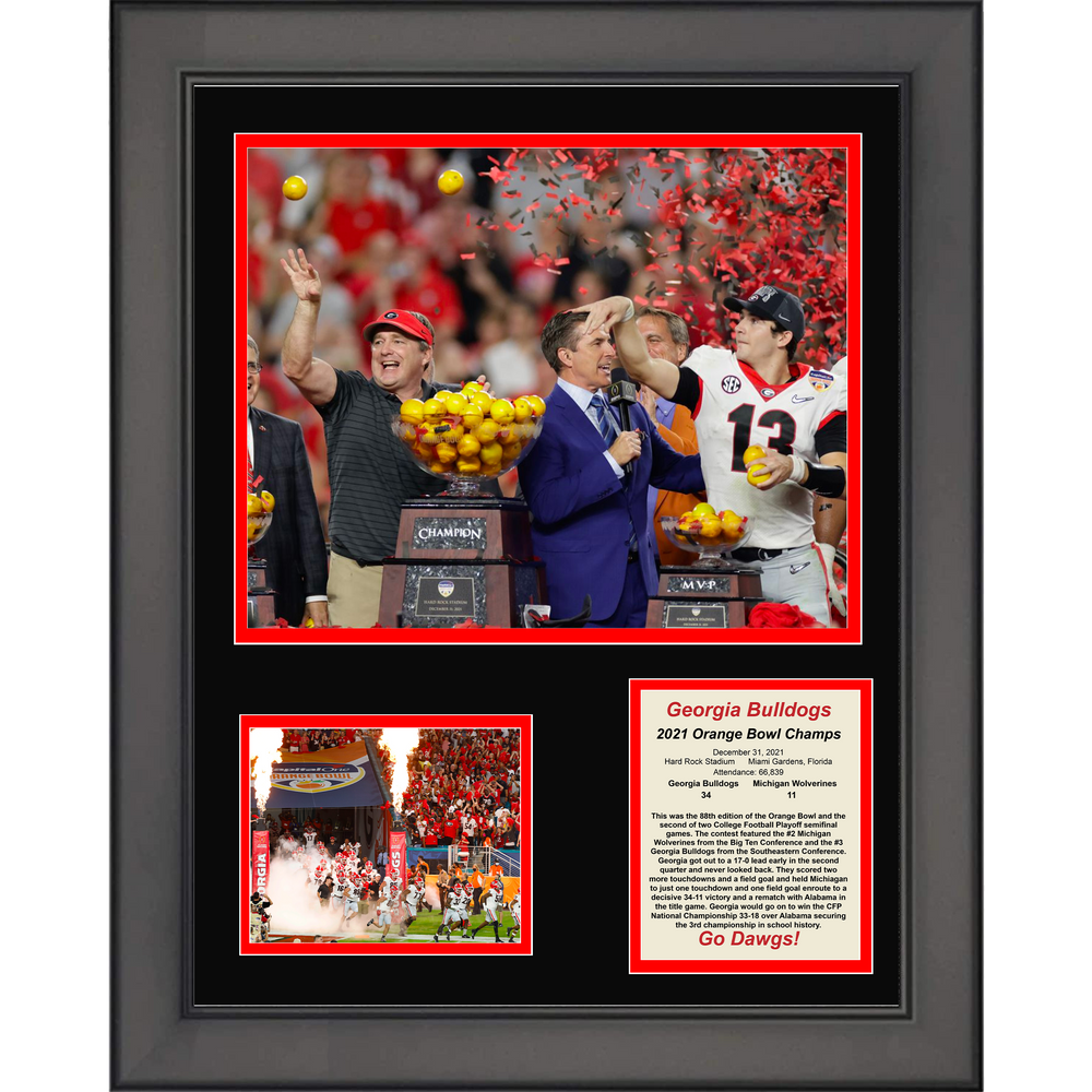 Framed Georgia Bulldogs 2021 Orange Bowl Champions College Football 11"x14" Three Photo Collage (ONLINE ORDER ONLY)