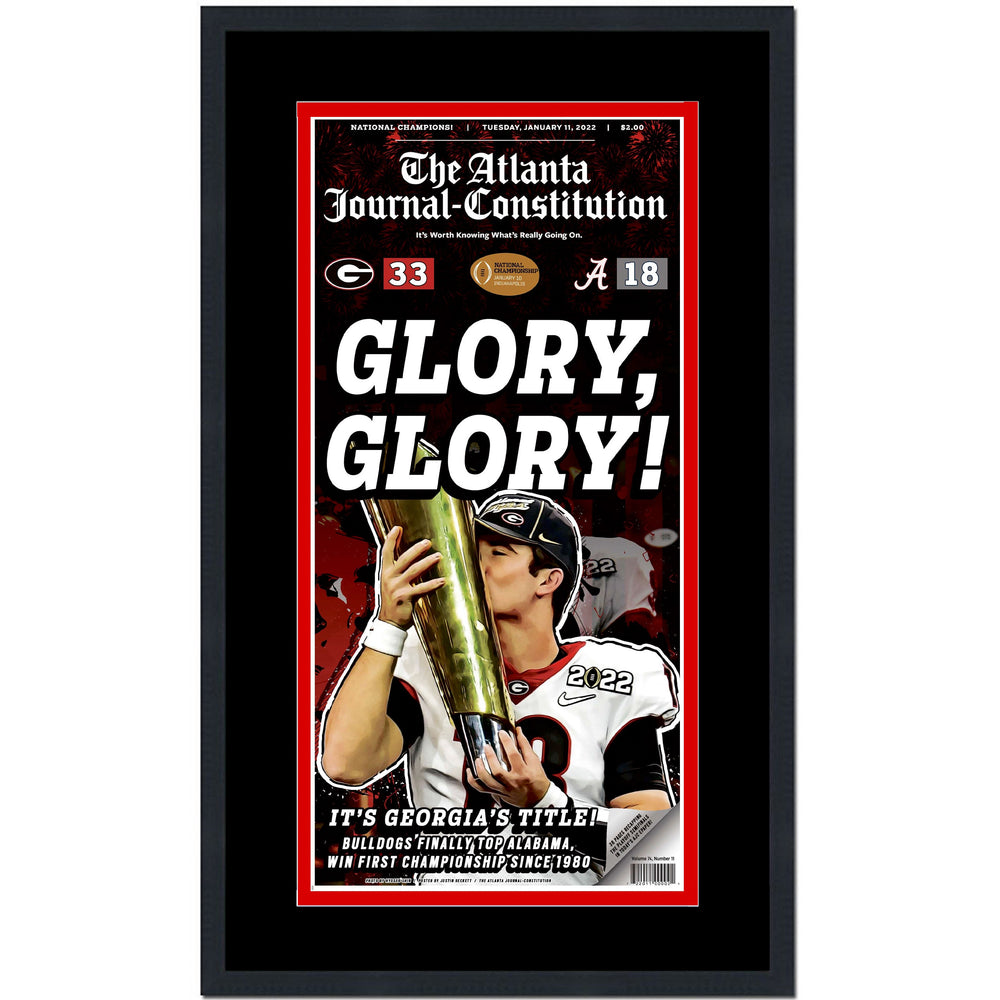 Framed The Atlanta Journal Constitution Georgia Bulldogs 2021 NCAA National Champions 17x27 Newspaper Cover Photo Professionally Matted V1 (ONLINE ORDER ONLY)