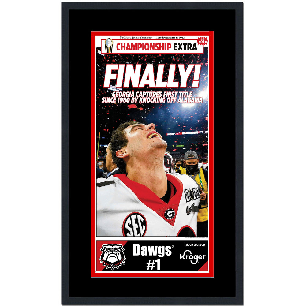 Framed The Atlanta Journal Constitution Georgia Bulldogs 2021 NCAA National Champions 17x27 Newspaper Cover Photo Professionally Matted V2 (ONLINE ORDER ONLY)