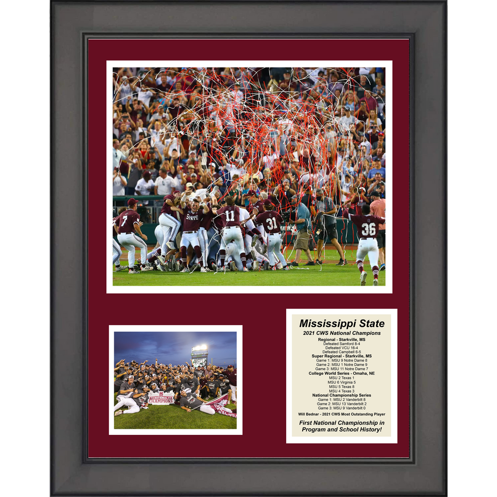 Framed Mississippi State Bulldogs 2021 College World Series National Champions 11"x14" Baseball Three Photo Collage (ONLINE ORDER ONLY)