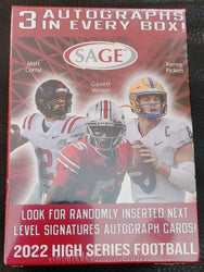 2022 Sage Hit Premier Football Blaster Box (Draft High Series) (Online Order Only)